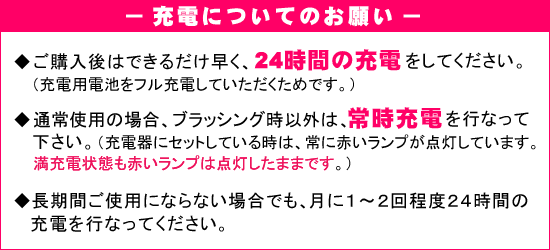 充電式音波歯ブラシ ロイヤルソニック・充電についてのお願い