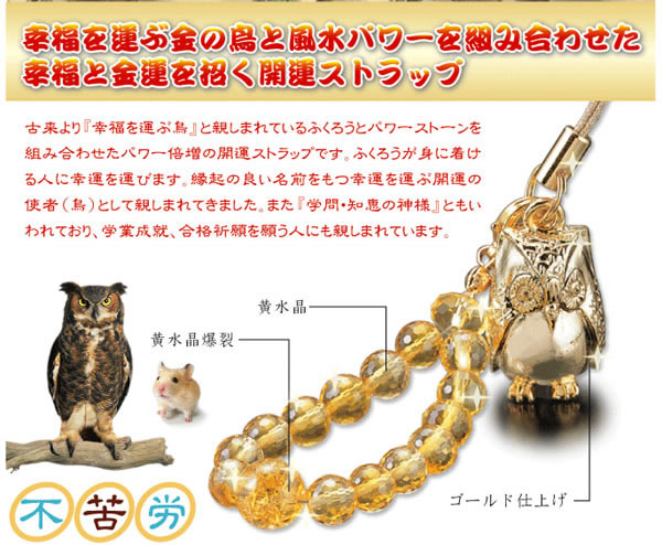 爆裂黄金ふくろうストラップ