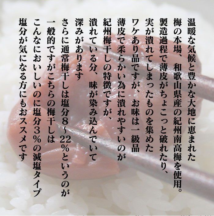 【お試し400g】減塩 紀州産 南高梅 つぶれ梅 しそ漬け