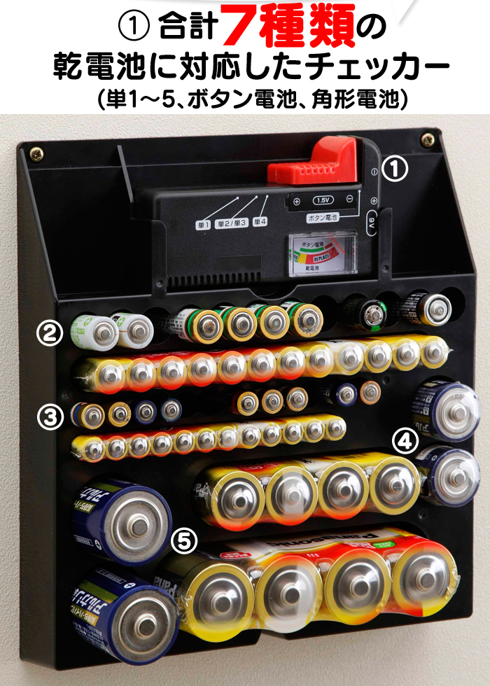 チェッカー付 乾電池ホルダー