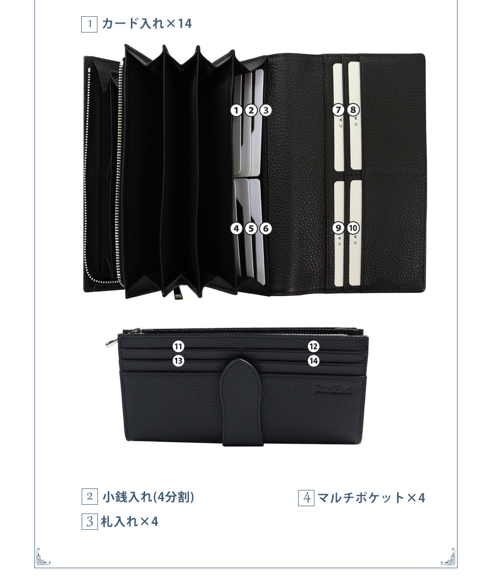 Rurihari Rurihari 牛革 小銭すっきり長財布