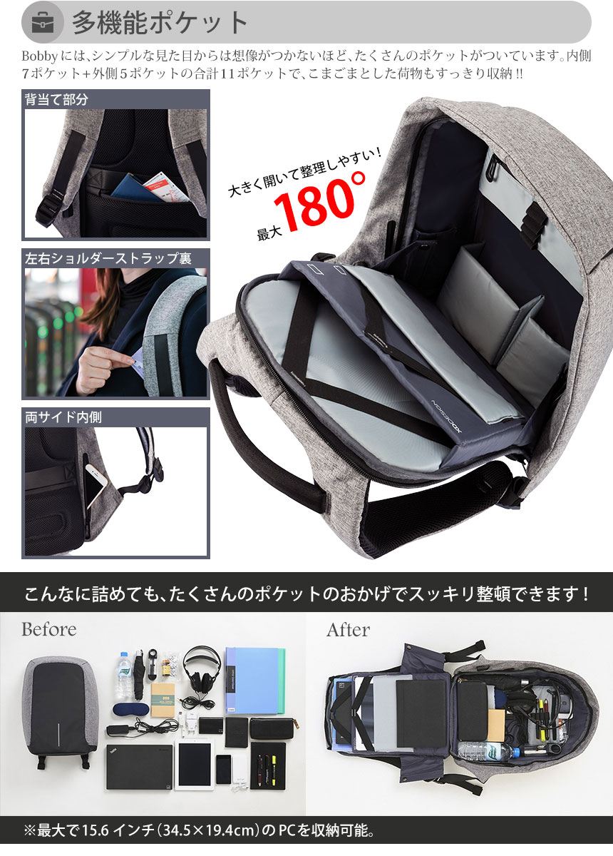 Bobby防刃機能安心リュック