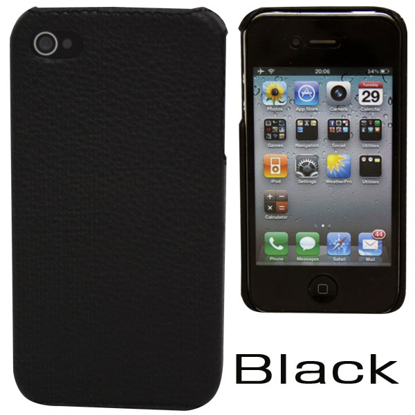 シンプルレザーケース iPhone4・4Sケース アイフォン　ブラック width=