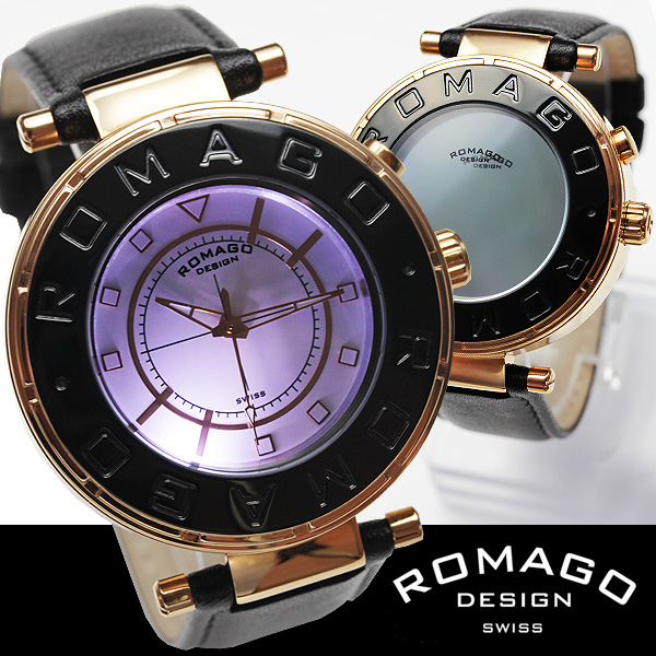 《完売》ROMAGO(ロマゴ)ミラー文字盤・ビッグフェイス腕時計AC-W-RM002-0055ST-BR【送料無料】☆独創的なギミックを施した気鋭スイス発ブランド！