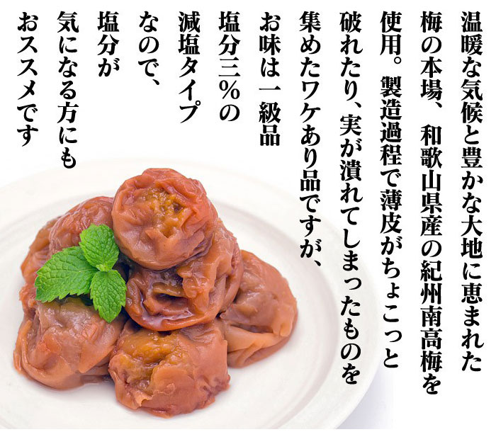 【お試し400g】減塩 紀州産 南高梅 つぶれ梅 はちみつ