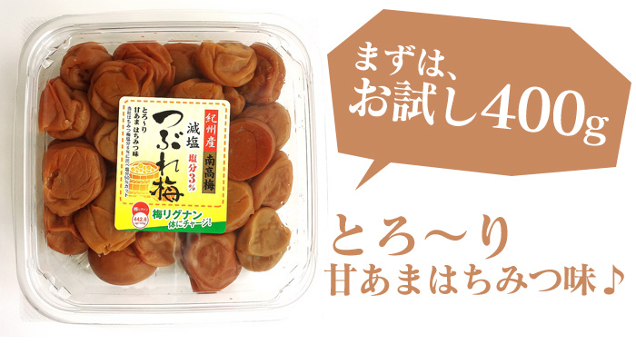 【お試し400g】減塩 紀州産 南高梅 つぶれ梅 はちみつ