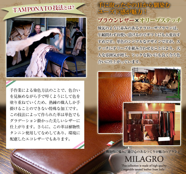 Milagro イタリアンレザー 小銭入れ付き マネークリップ CA-S-2166