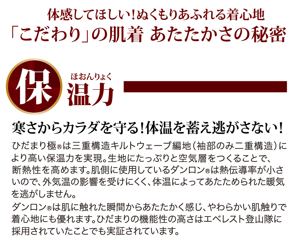 ひだまり極 紳士長袖U首シャツ