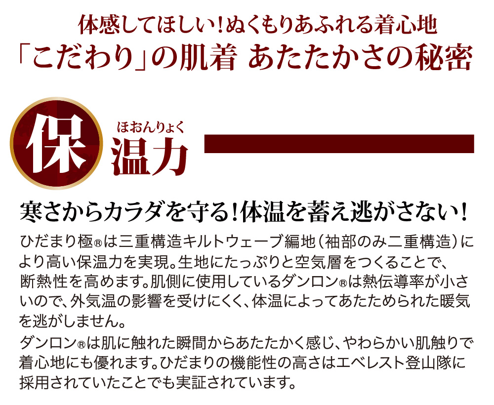 ひだまり極 婦人8分袖インナー