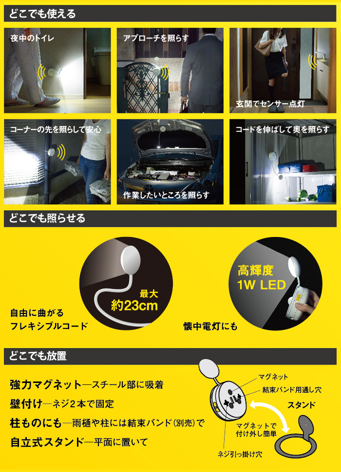 先みて安心 どこでもセンサーライト ASL-070