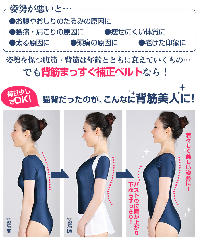 整骨院と共同開発! 背筋まっすぐ 補正ベルト 2枚組 【新聞掲載】