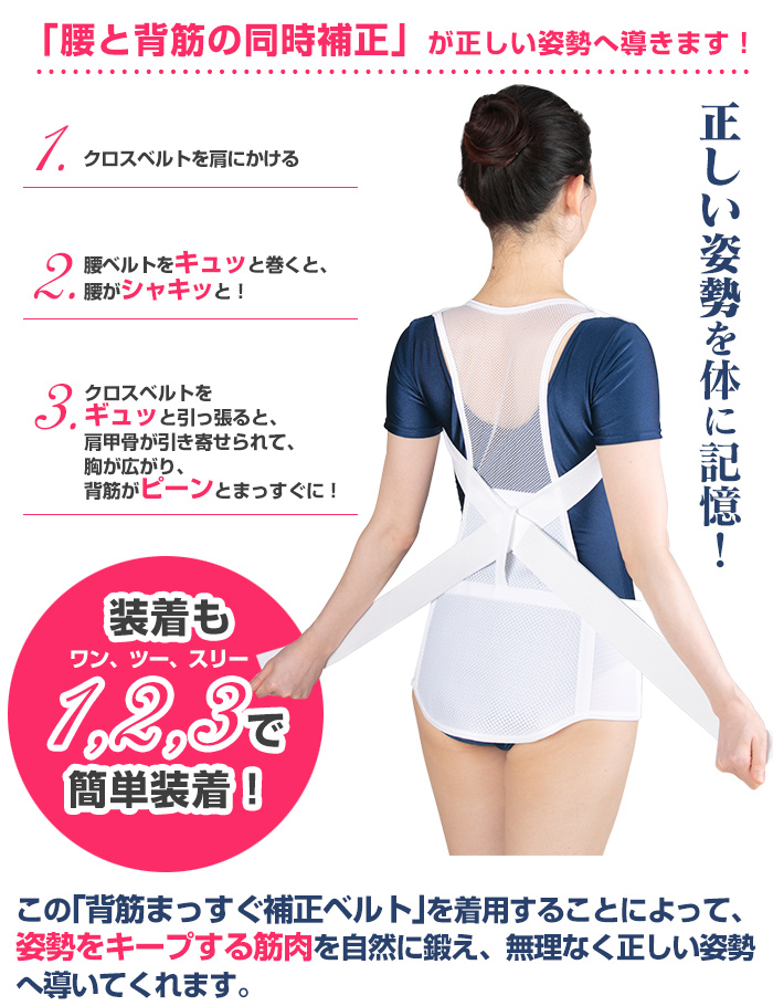 整骨院と共同開発! 背筋まっすぐ 補正ベルト 2枚組 【新聞掲載】
