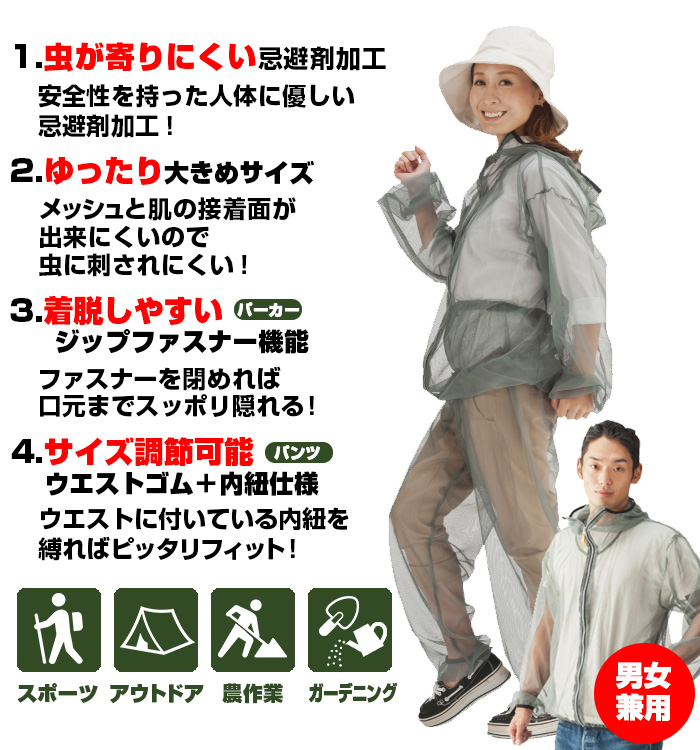 防虫ネットパーカー・パンツセット 13100・13140【新聞掲載】