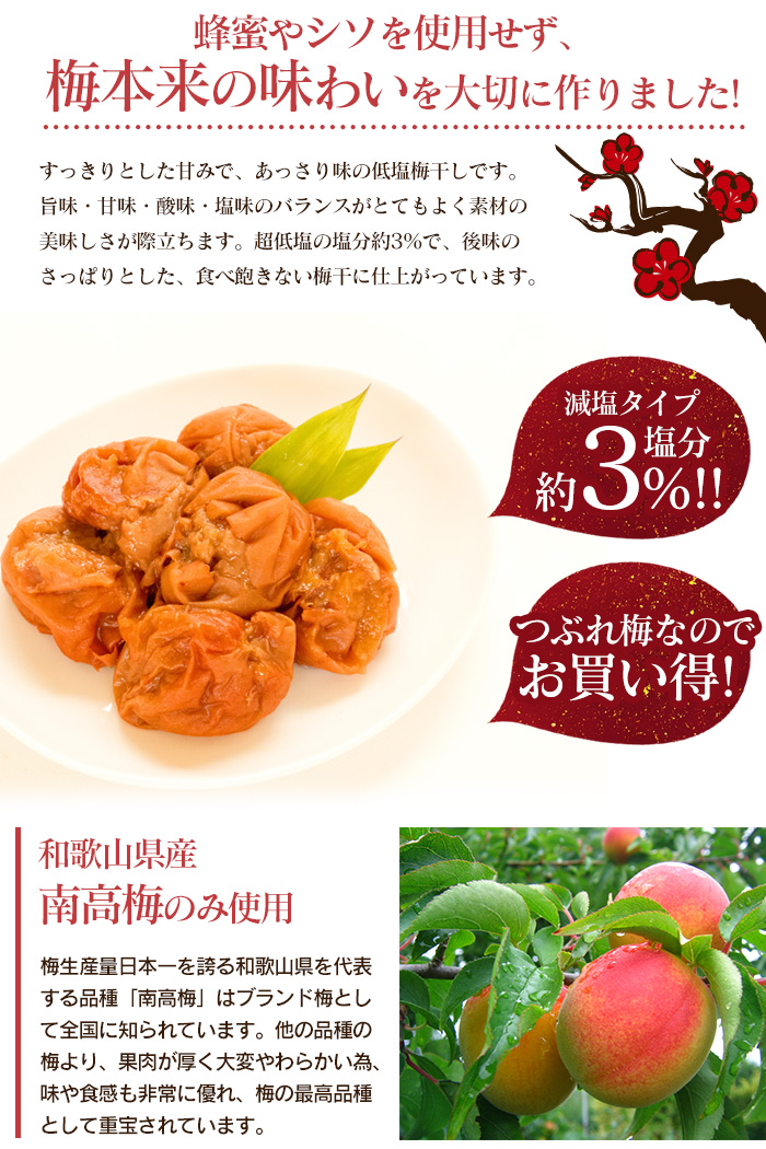 【お試し400g】減塩 紀州産 南高梅 つぶれ梅 さらり