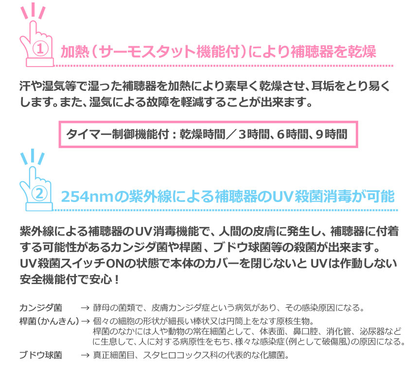 EX.補聴器用 乾燥・UV消毒器 【XSTSDSD】