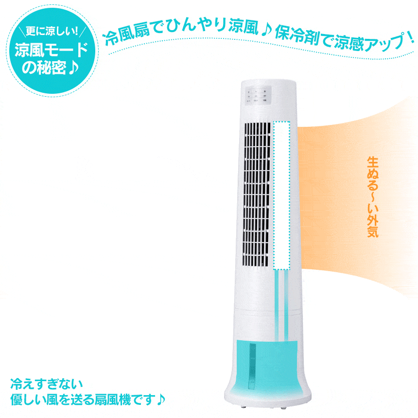 スリムタワー冷風扇 アクアスリムクール 【新聞掲載】