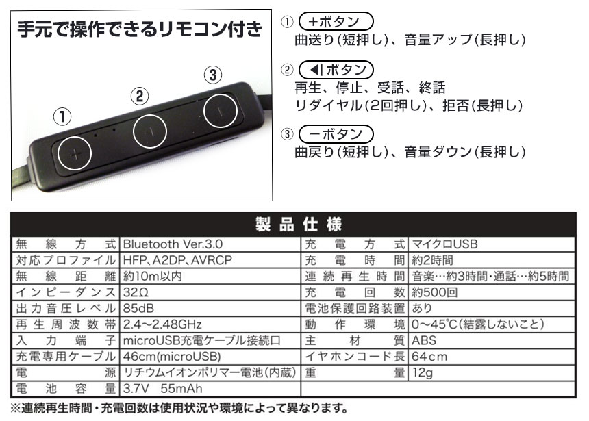 Bluetooth ワイヤレスイヤホン Dl 726 通話や音楽が楽しめるbluetoothワイヤレスステレオイヤホン