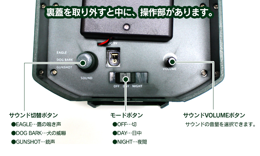 ソーラー害獣撃退器グリーン君☆大音量とフラッシュで害獣撃退！