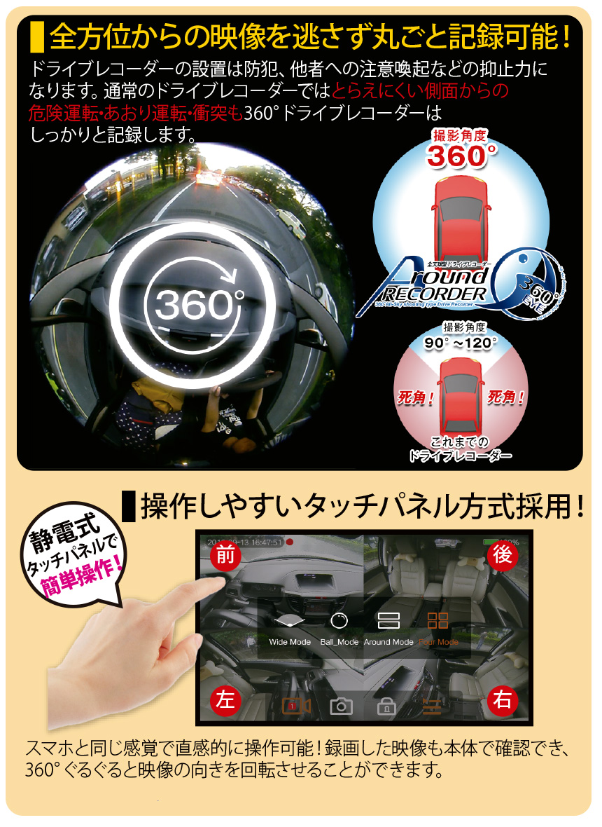 ミラー型360度ドライブレコーダー L0520