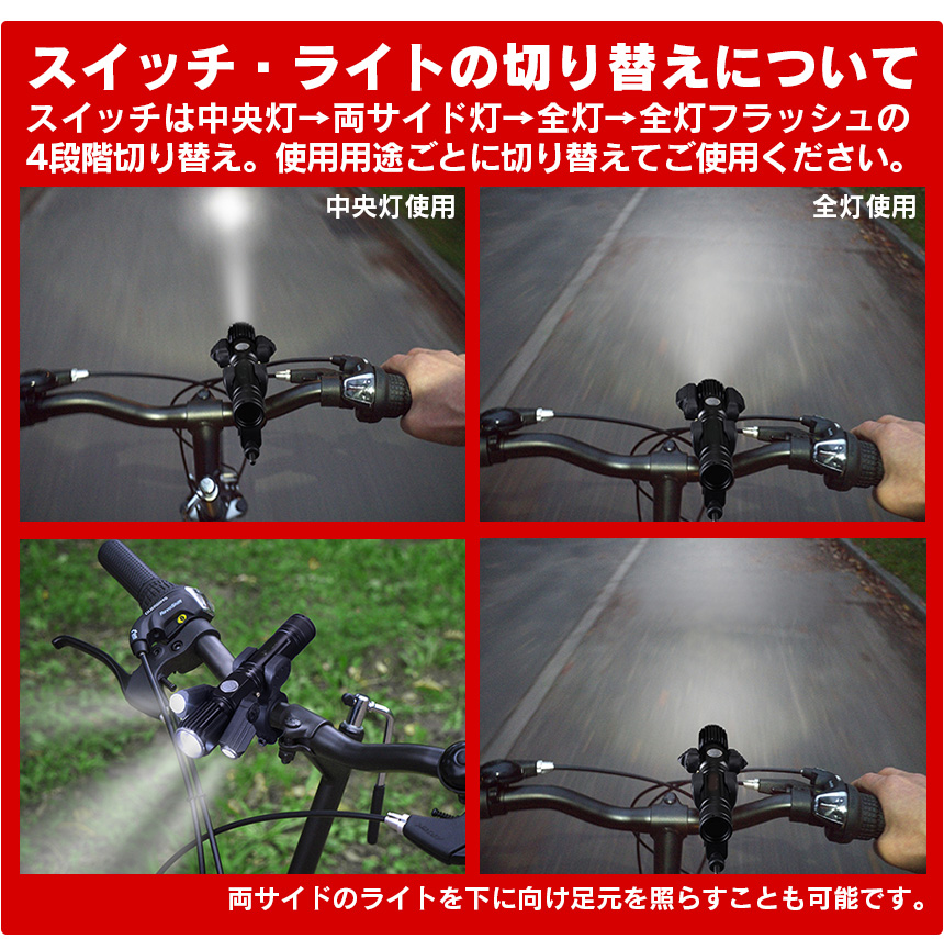 400m照射の充電式3灯LEDライト