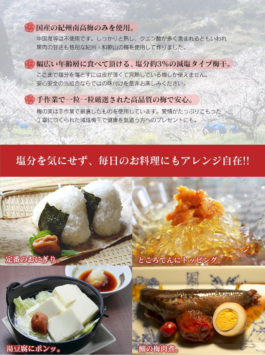 減塩 塩分3%紀州南高梅しそ2kg