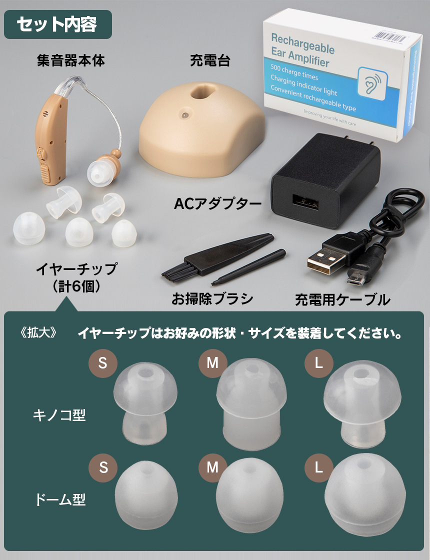 充電式耳かけ集音器「匠耳-たくみ-」