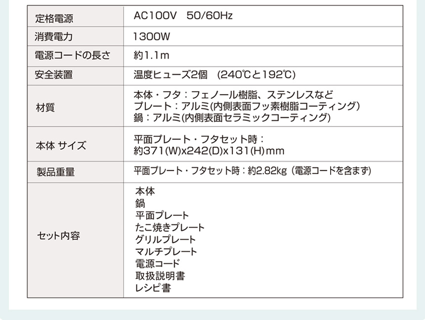 リエットマルチホットプレート BOE70