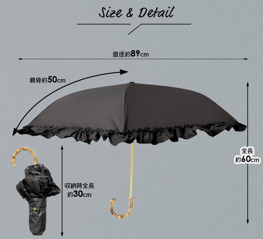 折りたたみ日傘 フリル 完全遮光100 Uvカット99 9 以上 撥水 晴雨兼用 3つ折り オシャレ 大人可愛い レディース 送料無料