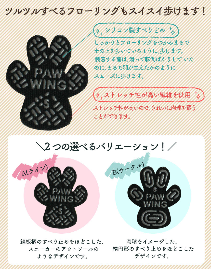 ペット用滑り止めフットパッド PAW WING (Grip plus)