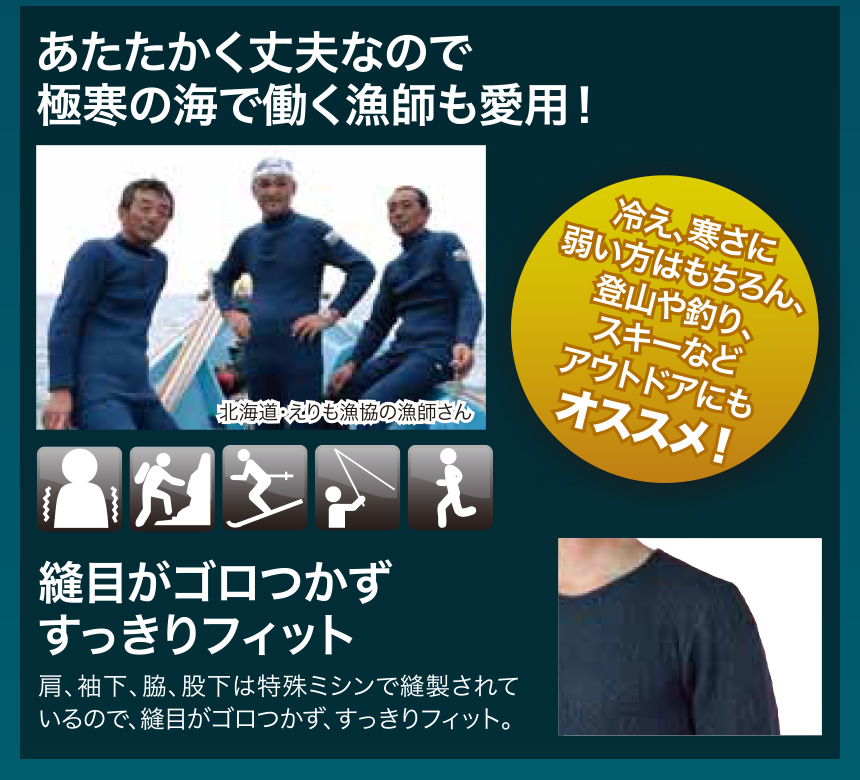 ひだまりチョモランマ 婦人 長袖 丸首インナー