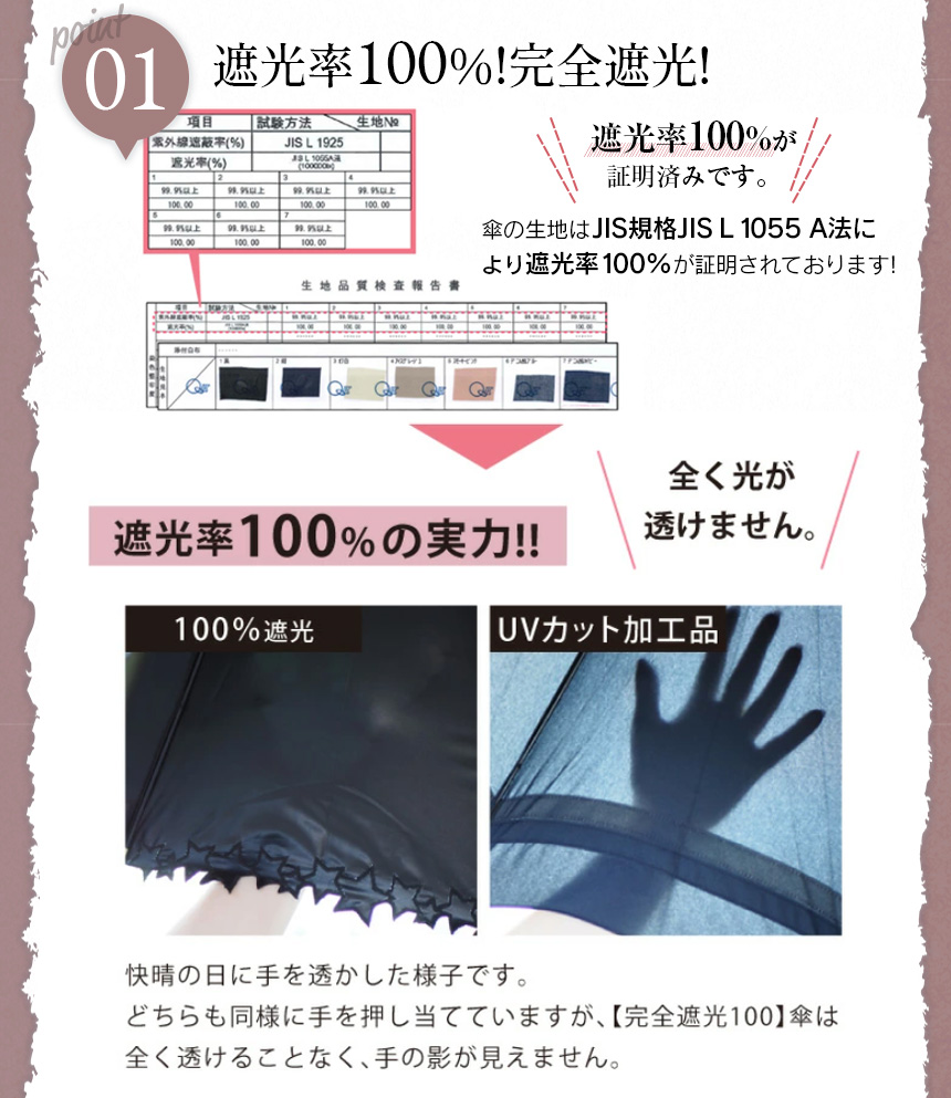 完全遮光2段折傘【フリル】