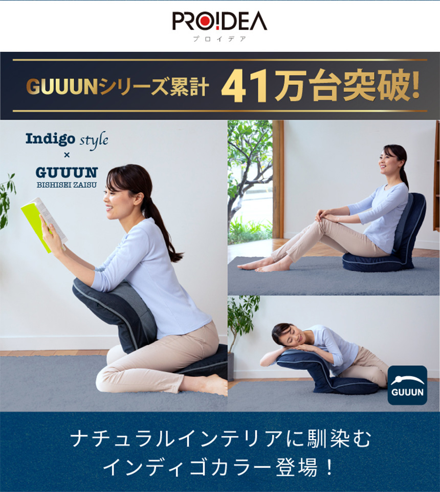 背筋がGUUUN美姿勢座椅子 インディゴスタイル