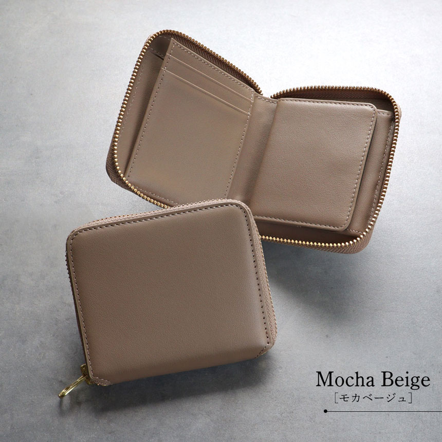 牛革ラウンドジップ2つ折り財布