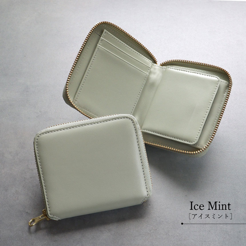 牛革ラウンドジップ2つ折り財布