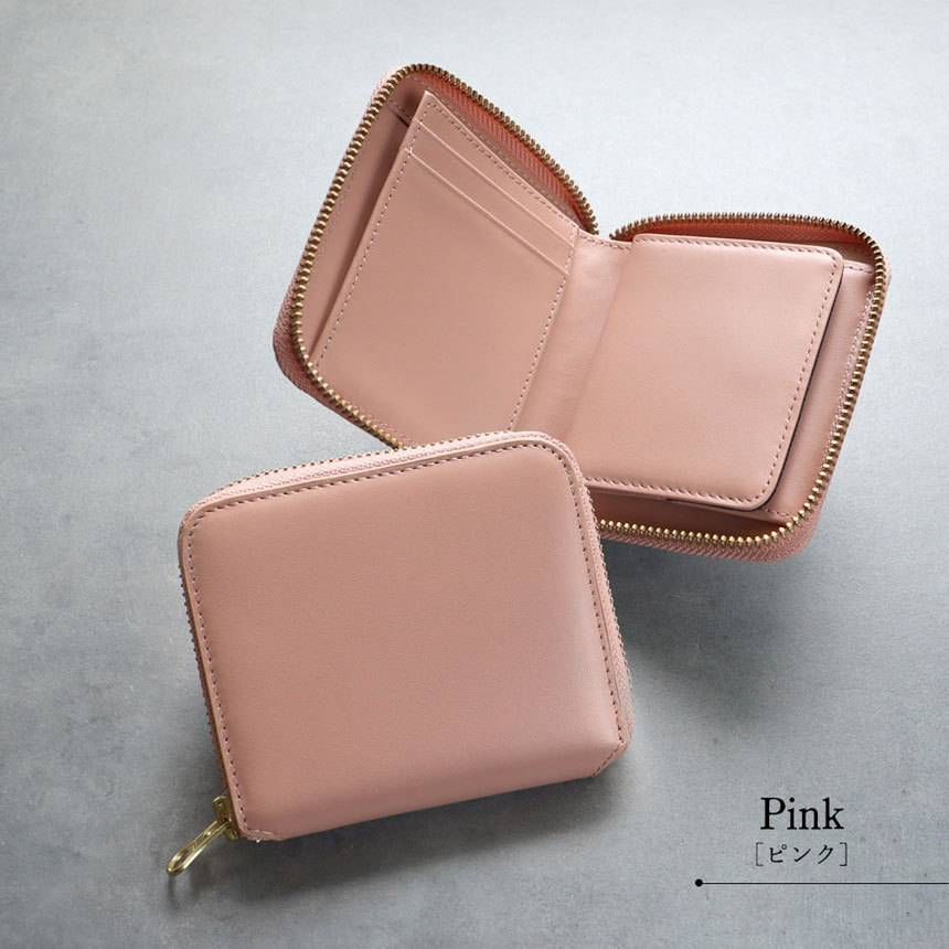 牛革ラウンドジップ2つ折り財布