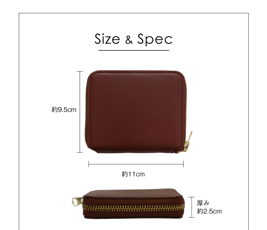 牛革ラウンドジップ2つ折り財布