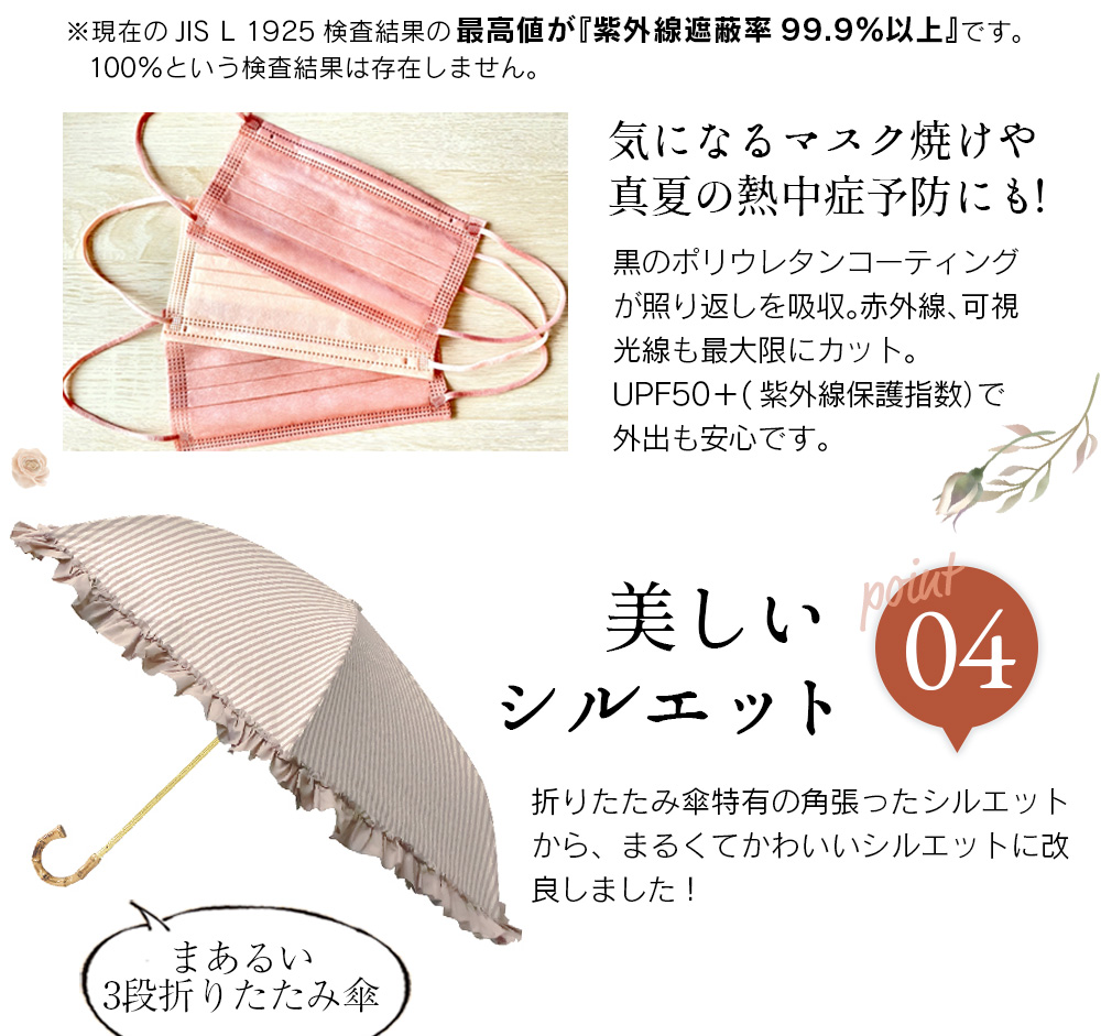完全遮光 まるい3段折傘