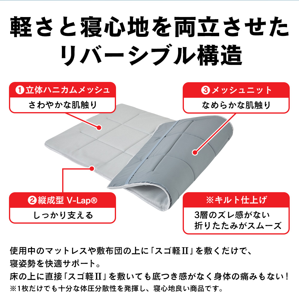 【直送】テイジン 軽量コンパクト敷布団 スゴ軽2【シングル】