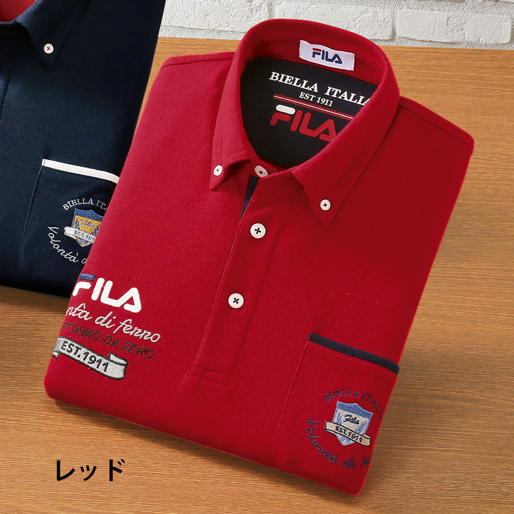 FILA 裏起毛ビッグ刺しゅうポロシャツ 3色組