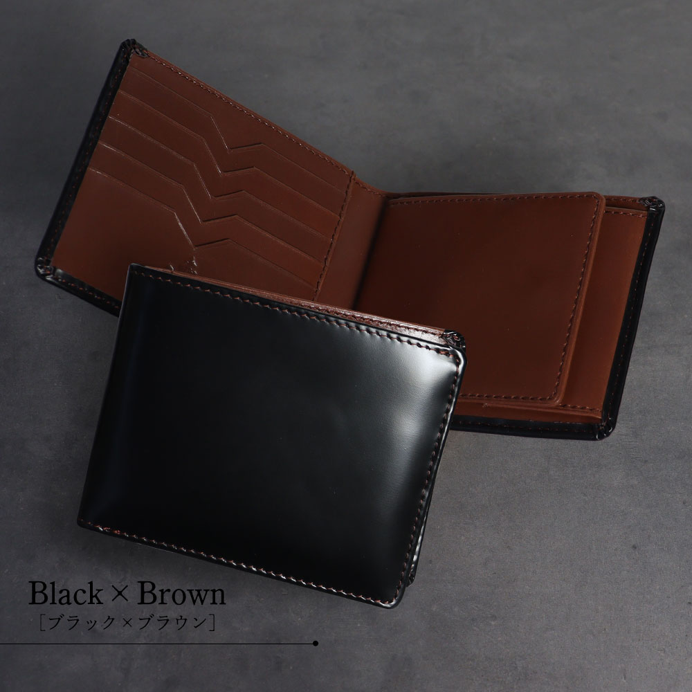 ブラウンレザー 二つ折り財布 シンプルな牛革二つ折り財布☆カラーで遊ぶ、カラーで選べる収納力◎の