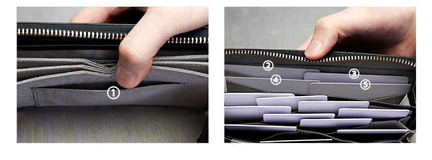 牛革小さめ多機能長財布