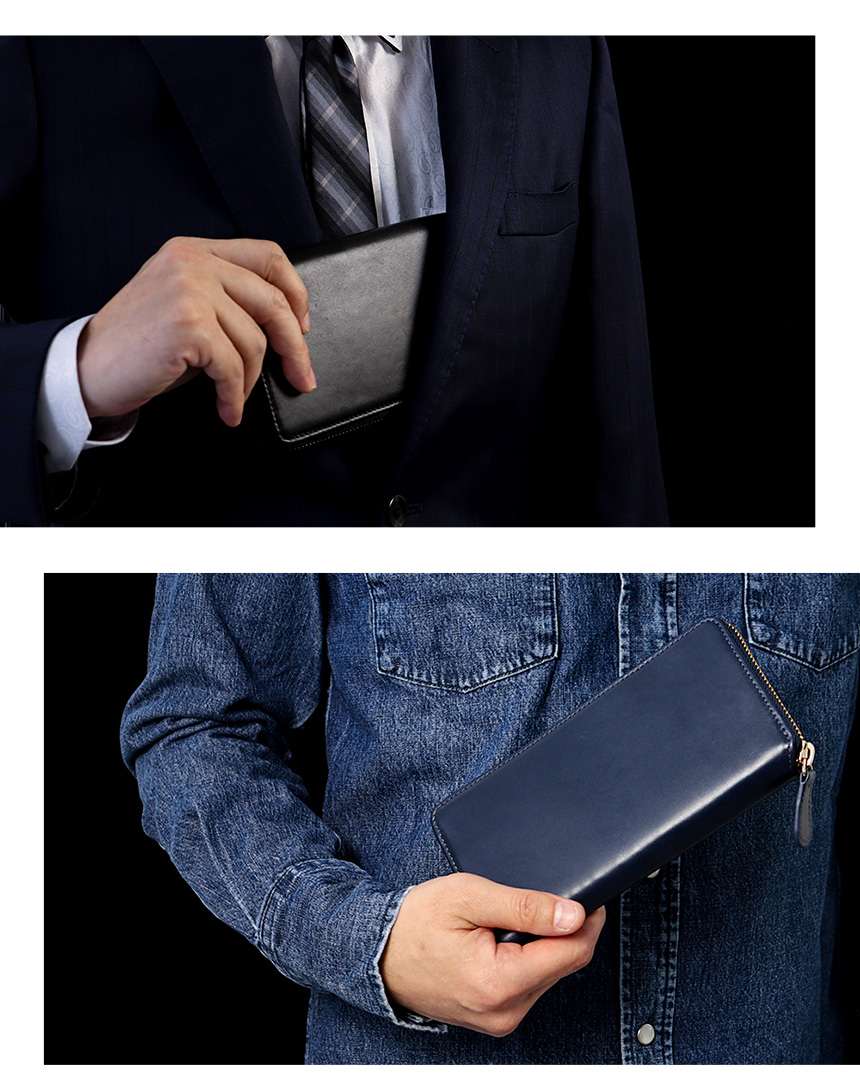 牛革小さめ多機能長財布