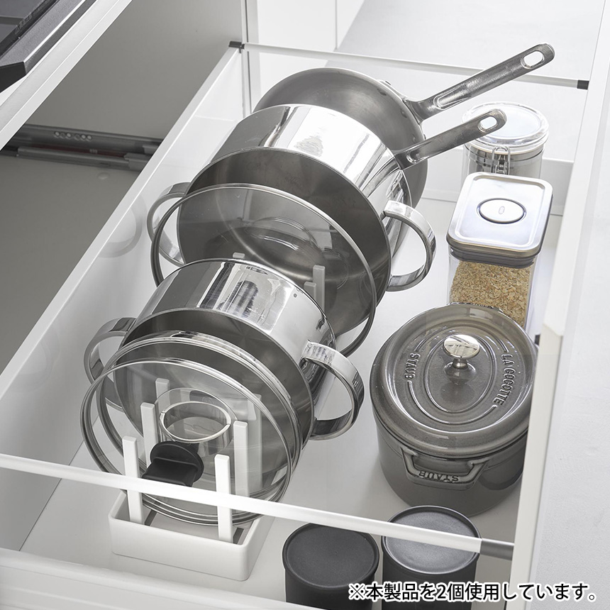 シンク下幅調節鍋蓋＆フライパン収納スタンド タワー W32