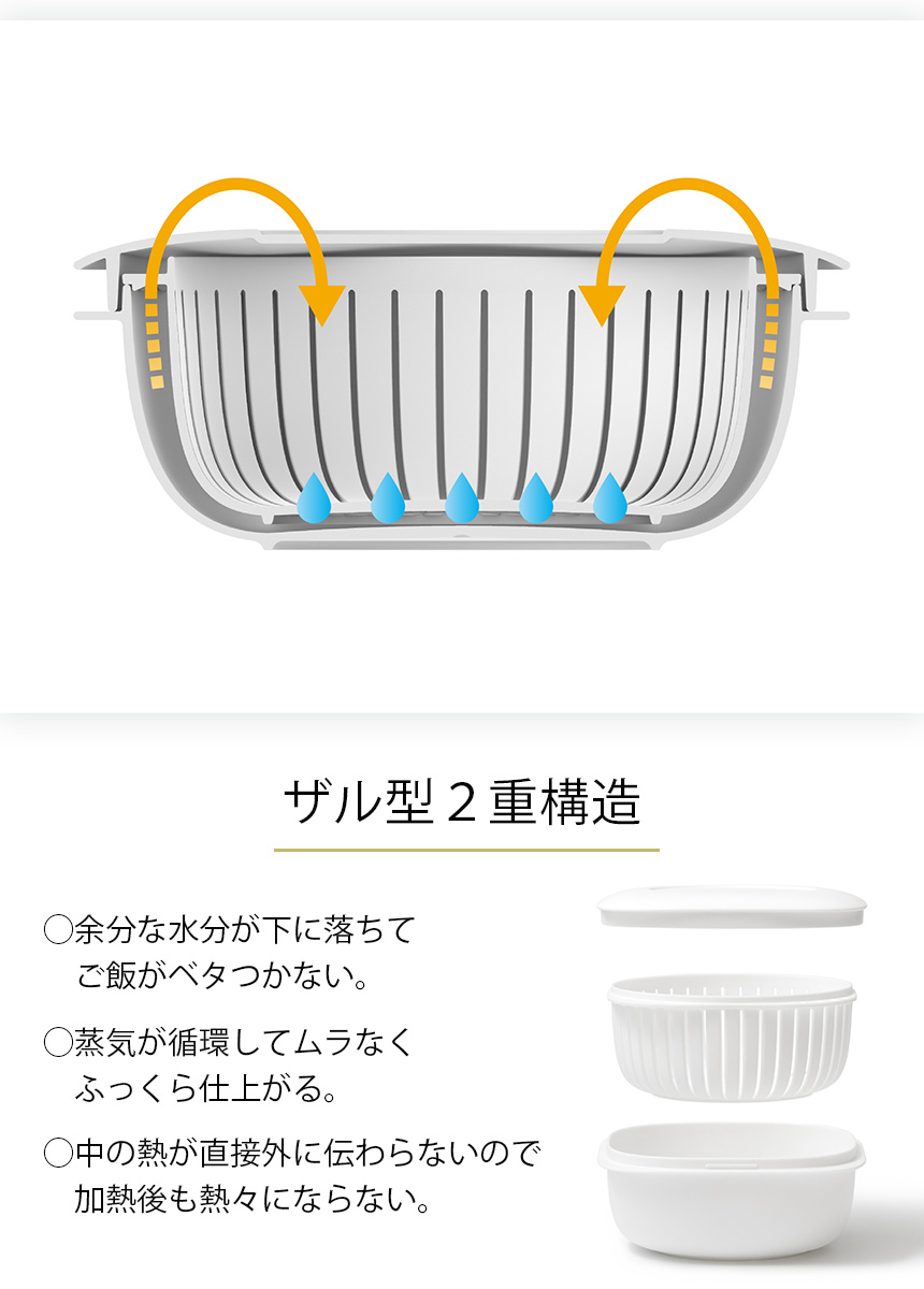 蒸気であたためる冷凍ごはん容器【6個組】