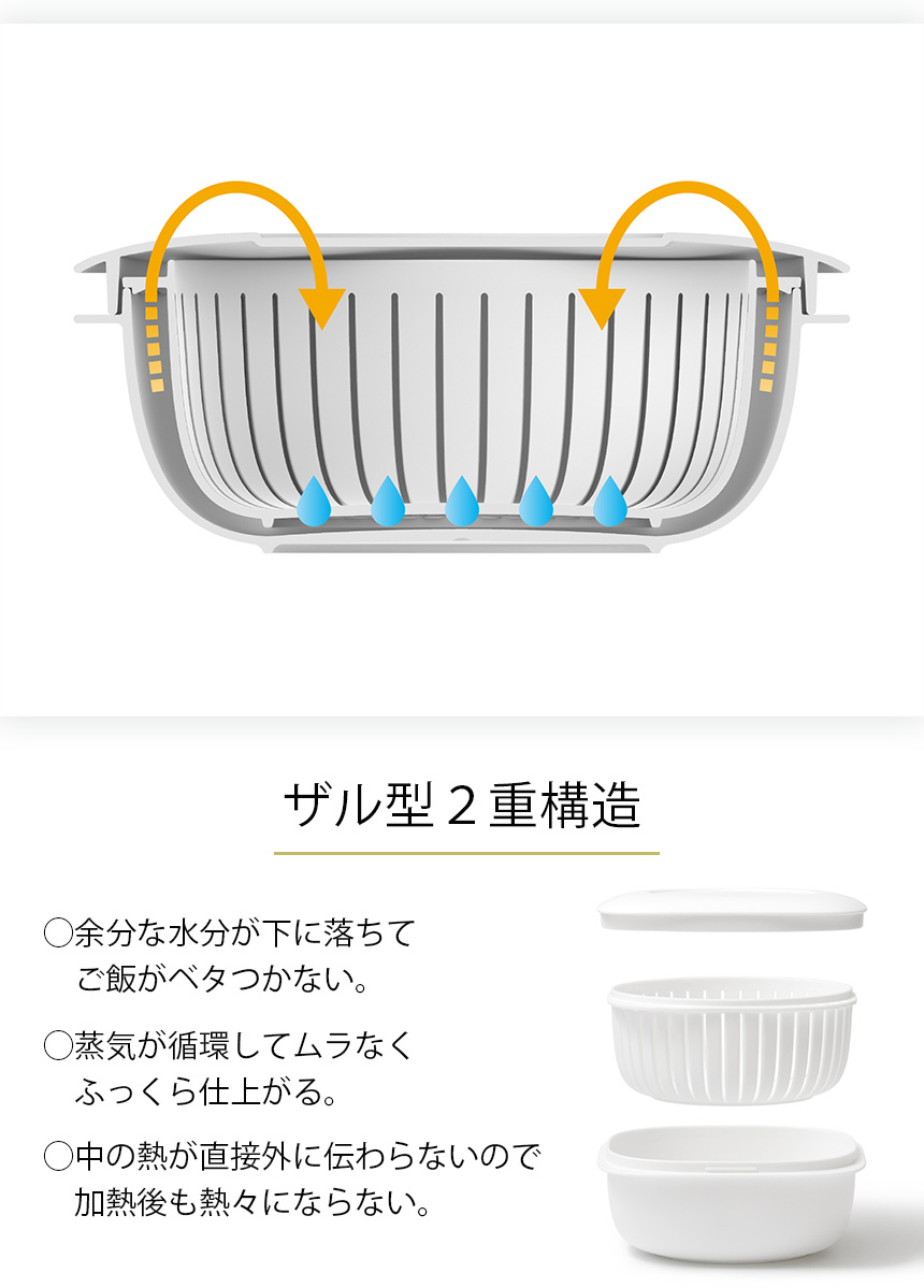 米とぎにも使えるザルとボウル＋プレート＋冷凍ごはん容器3個