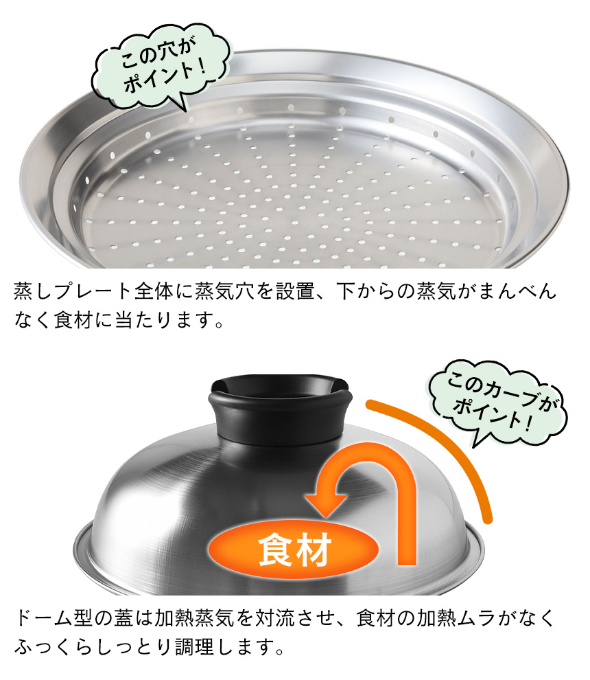 のせるだけで簡単蒸し器A-77629【20-22cm】