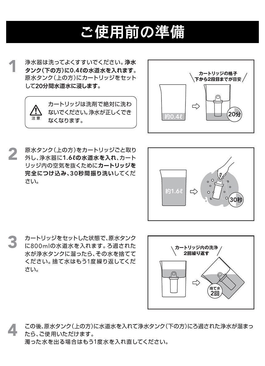 ポット型浄水器MIZ-U 交換カートリッジ【MIZ-U-FLCN01】