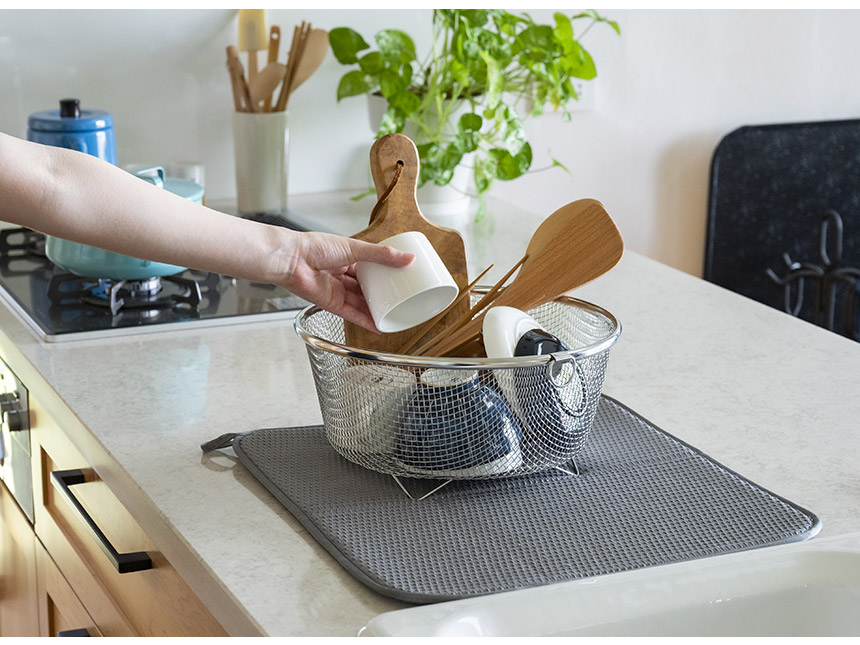 すっきり暮らす水切りかごKN-270030S【まるい深型＋マットセット】