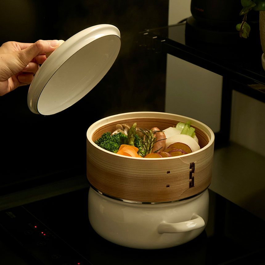 せいろ付きホーロー鍋18cm