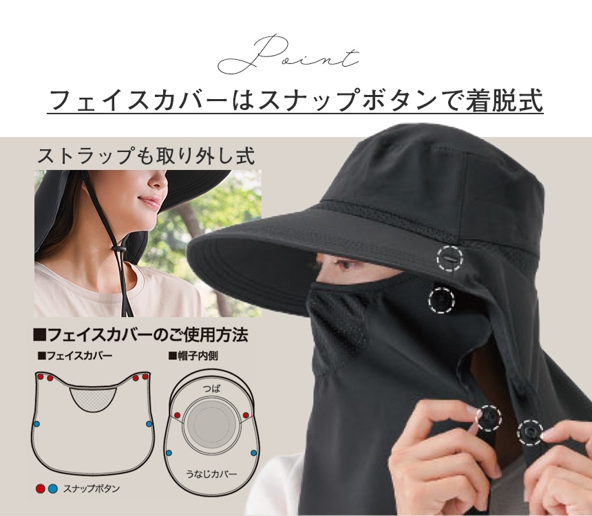 UV＆クールフェイスカバー付き帽子